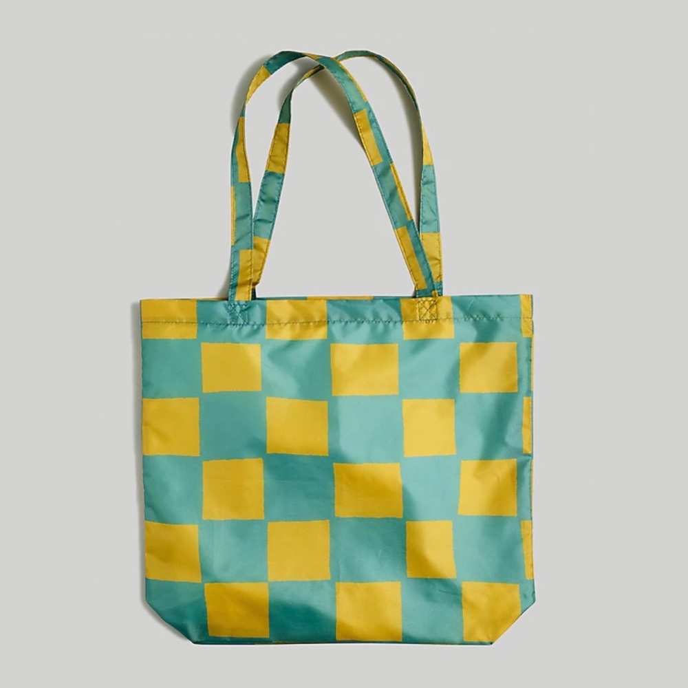 Madewell Checkerboard Tote Trellis Green Yellow